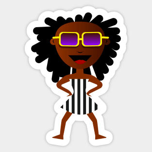 Cartoon funny african girl with sunglasses Sticker